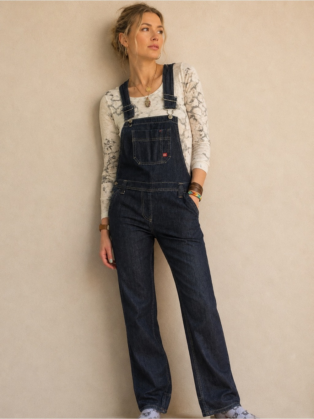 Unisex Dickies Blue Denim Bib Overalls Blue Carpenter Utility